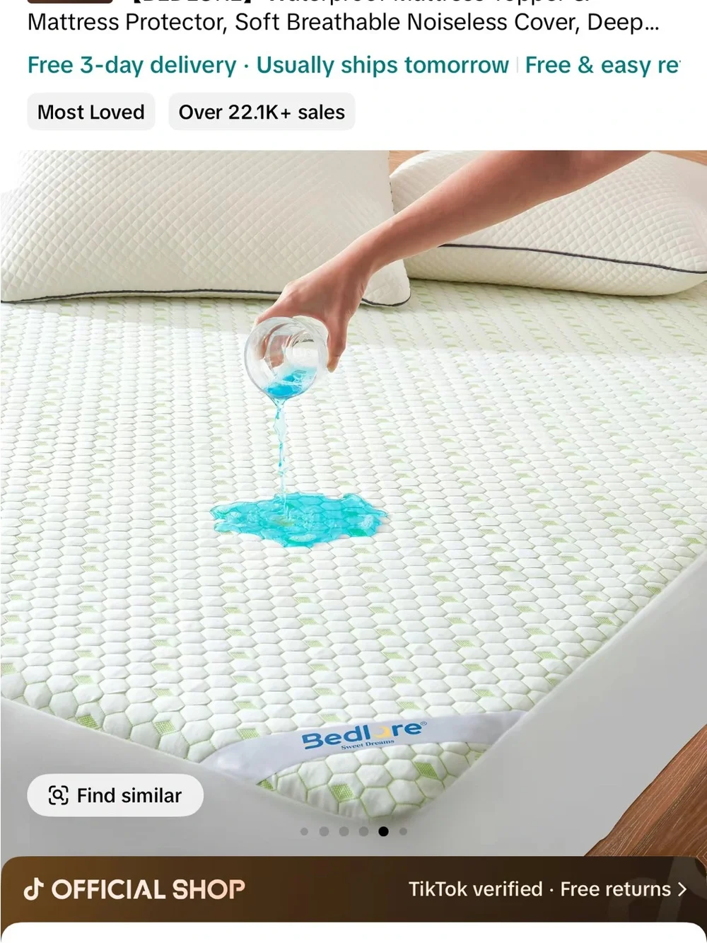 Blue Waterproof Mattress Protector - Sweet Dream